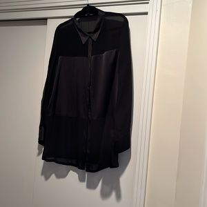 Eileen Fisher silk blouse- combination of sheer and matte silk.  RARE/ELEGANT